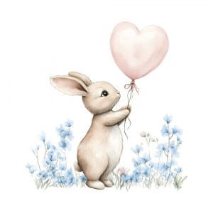 Bügelbild Ostern – Hase mit Herballon | Personalisierbar & Einzigartig